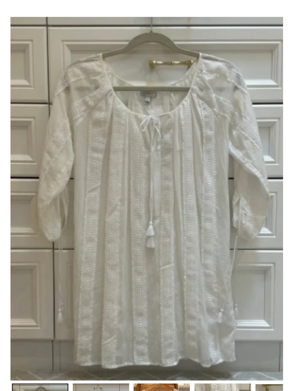 J. Crew White Cotton Lace Trimmed Boho Swim Tunic